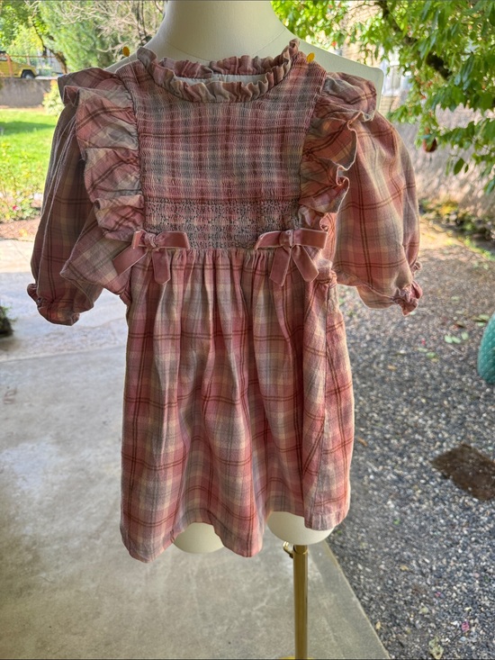 Bonnie Jean Other - Bonnie Jean Pink Plaid Ruffle Smocked Baby Girl Dress